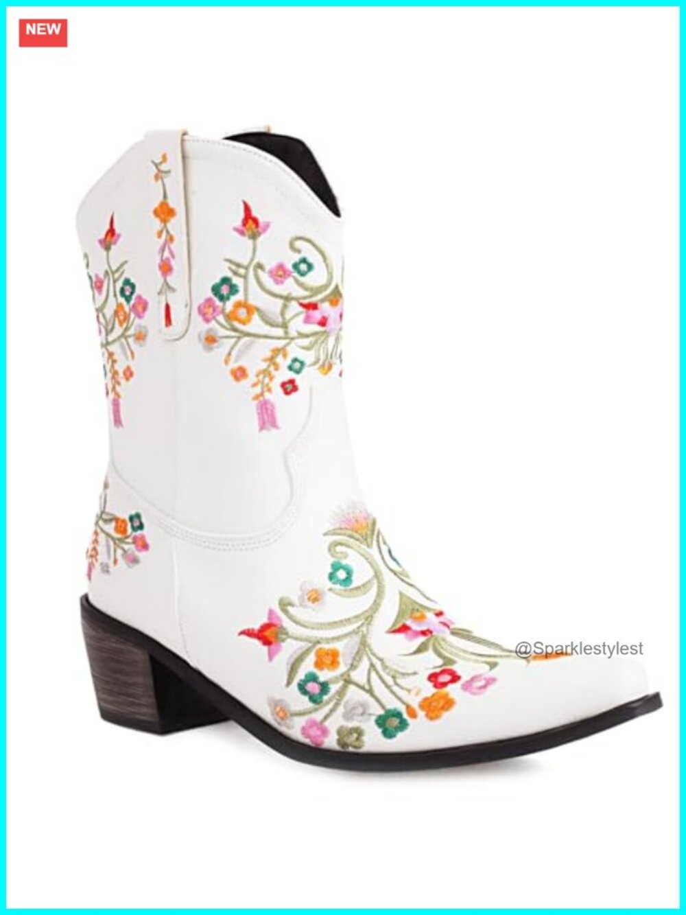 Women's Knee High Cowboy Boots Wide Calf Chunky Heel Pointed Toe
